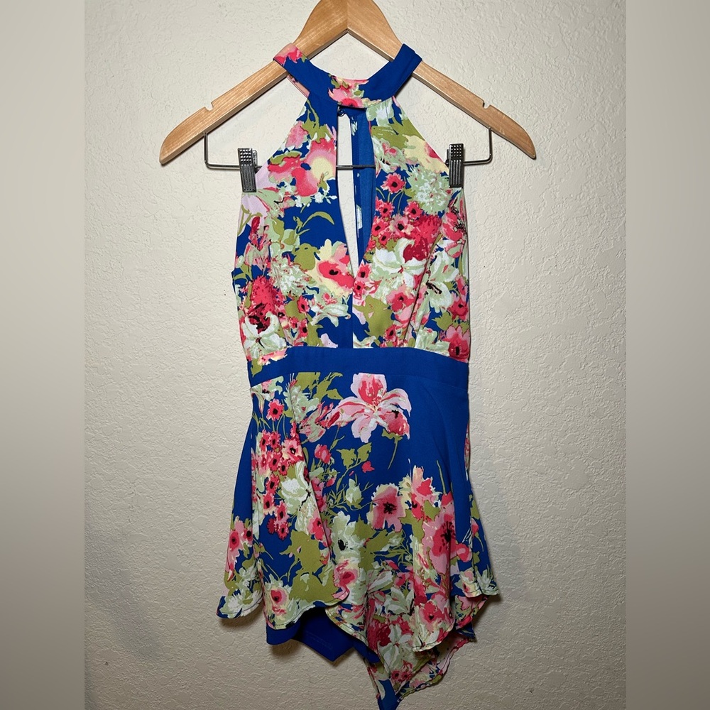 Floral Halter Neck Romper Small